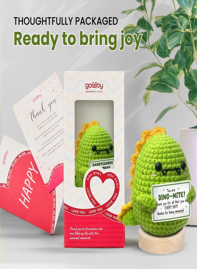 Gossby Handmade Positive Dinosaur Crochet with Card - Inspirational Gift for Women - YOU'RE DINO-MITE - Christmas, Birthday, Appreciation Thank You Gift for Coworker, Sister, Friend, Teacher - Image 5